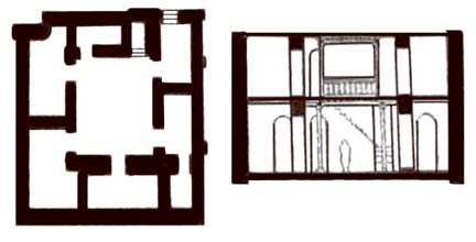 Жилой дом в Уре. Нач. II тыс. до н.э. План и разрез - www.Arhitekto.ru