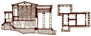 Парфенон. Поперечный разрез и план. Греция - www.Arhitekto.ru