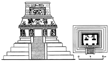 Паленке. Храм Солнца. Фасад и план - www.Arhitekto.ru