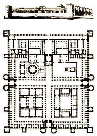 Дворец Диоклетиана в Сплите. Общий вид и план - www.Arhitekto.ru